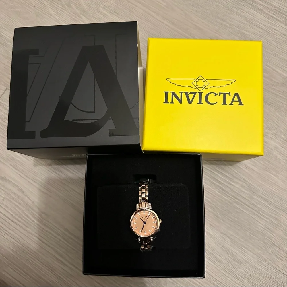 Invicta Angel 69070 Women’s 25mm Rose Gold Quartz Bracelet Watch NIB